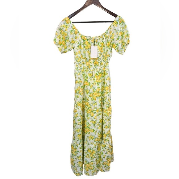 Faithfull the Brand Dress Matisse Boho Floral Linen Midi Sz M - Picture 5 of 11